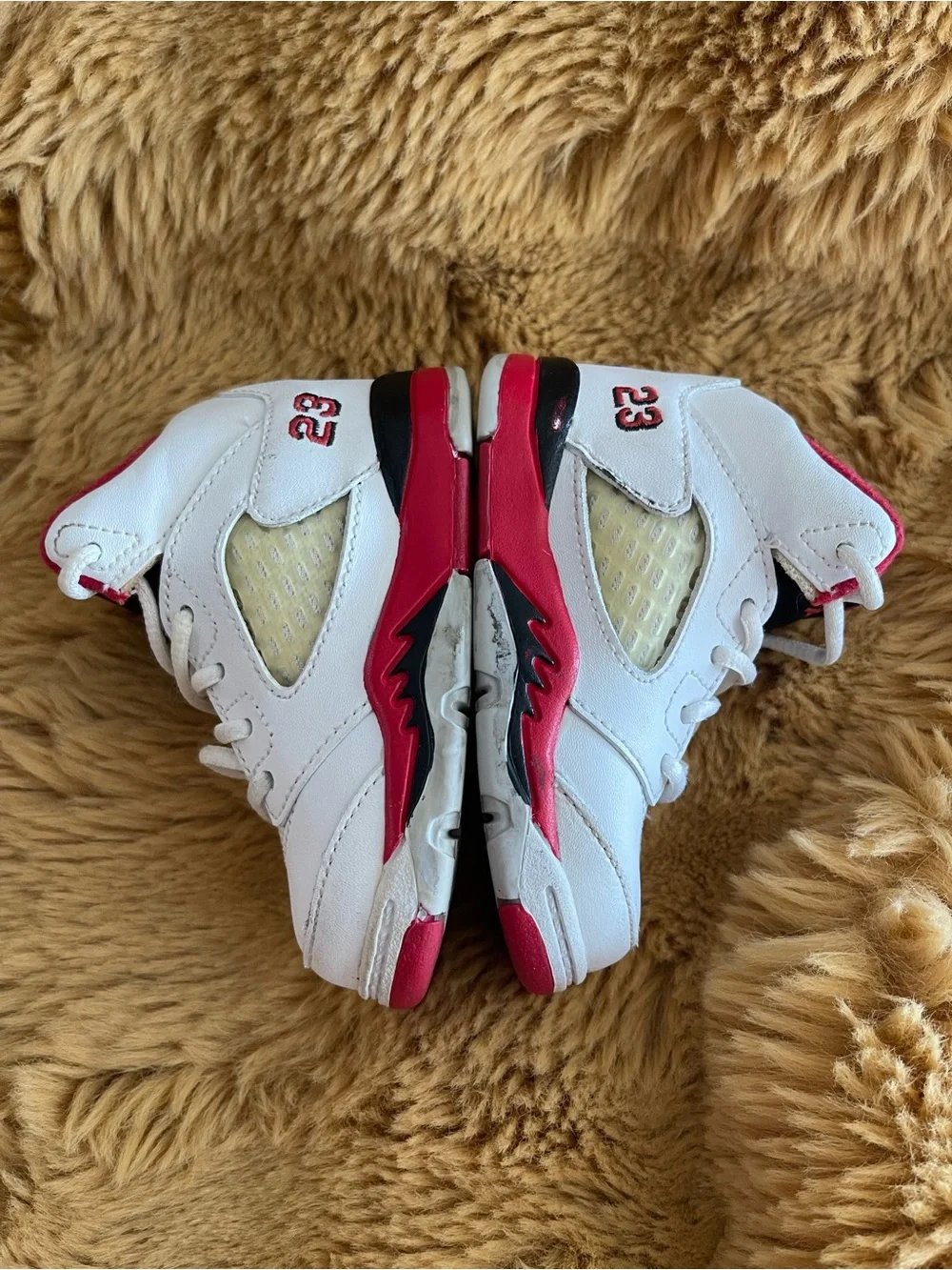 Nike Kids White and Red High-Top Sneakers